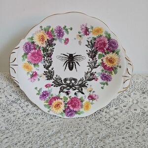 Handcrafted Queen Anne Floral Bee Decorative Plate